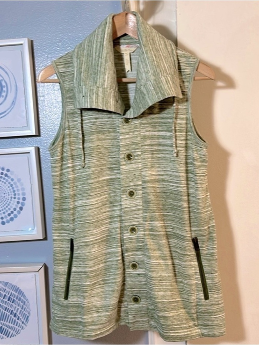 Matilda Jane Out The Door Green Sleeveless Button Front Vest Jacket Size S